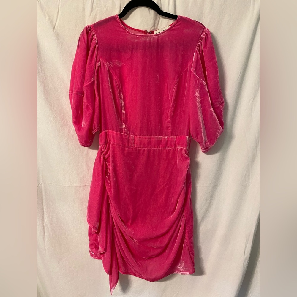 Rhode pia mini dress in pink velvet size 8